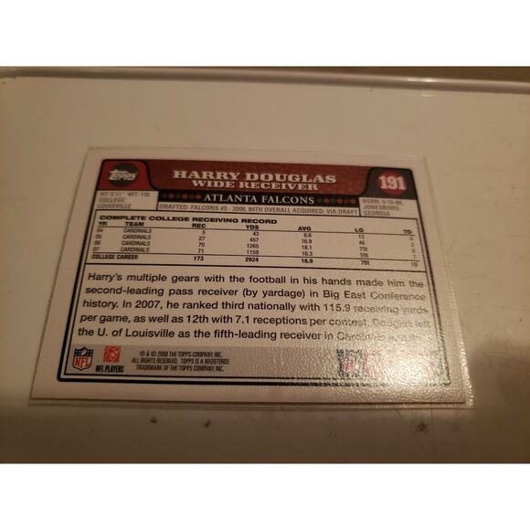 Harry Douglas 2008 Topps #191 - Rookie Card - Atlanta Falcons - NFL - Picture 2 of 2